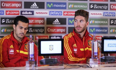 Pedro y Sergio Ramos durante la rueda de prensa. 

Pedro and Sergio Ramos during the press conference.